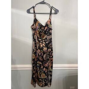 Forever 21 Paisley Print Midi Slip Dress Black Multicolor Size Small
